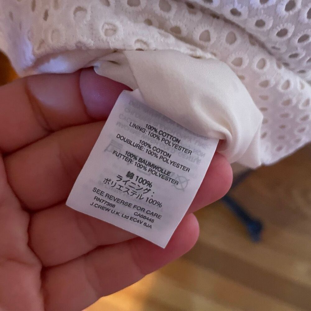 J CREW | white perforated short sleeve fit & flare dress 0 - Picture 9 of 9